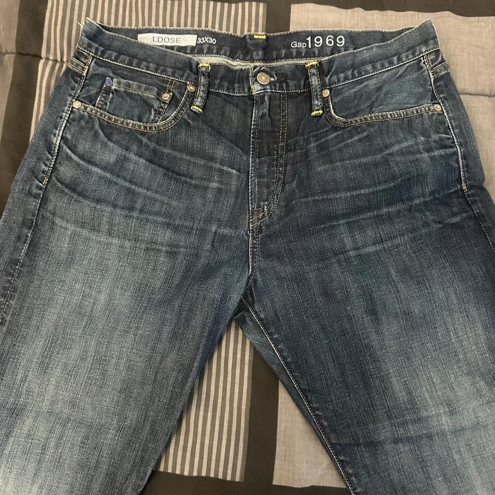 Gap 1969 Mens Loose Fit Dark Wash Denim Jeans 33x30